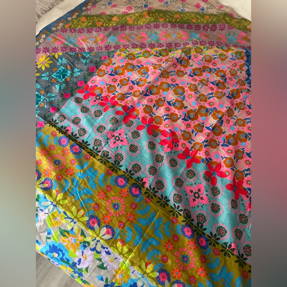 Natural Life Floral Shower Curtain NEW TAGS 100%cotton boho patchwork